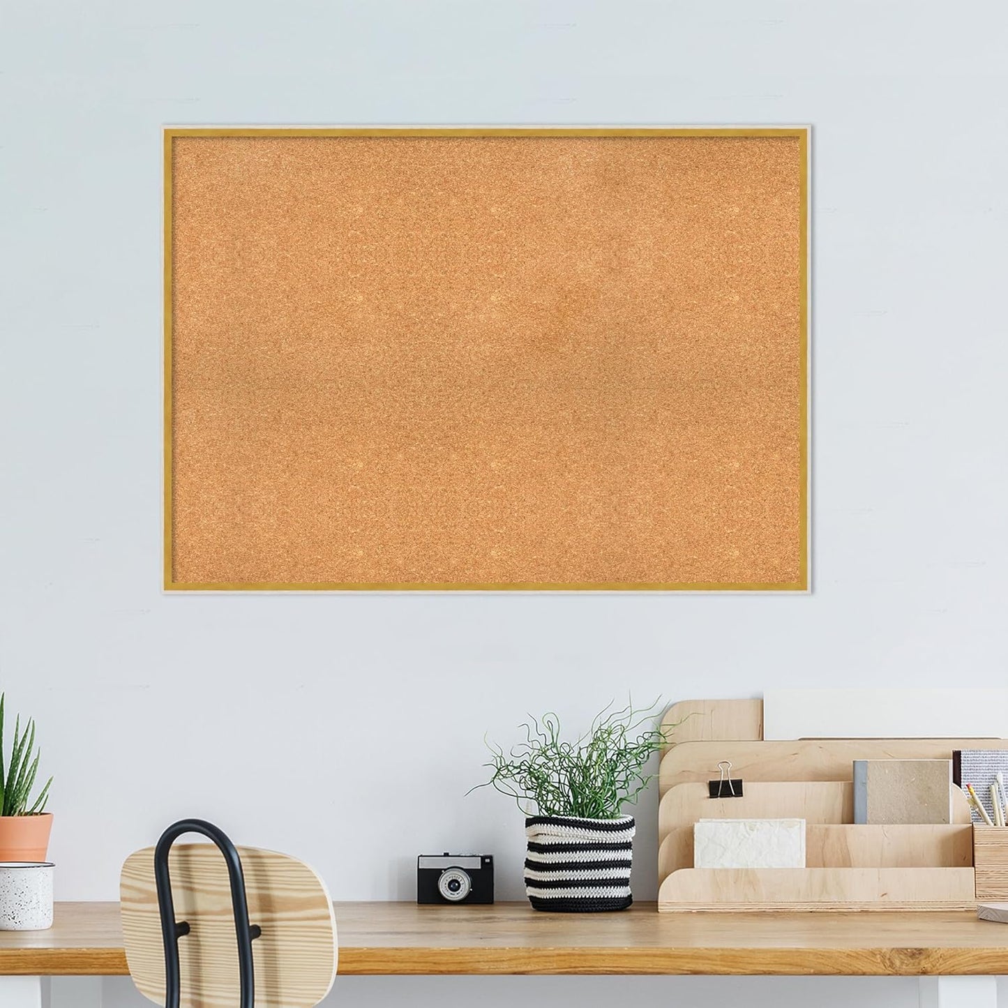Amanti Art Natural Cork Board for Wall, 31x43 Vision Board with White Frame, Oversize Corkboard Office Decor for Home Organization, Modern Corkboard Pinboard to Display Items for Home Organization in