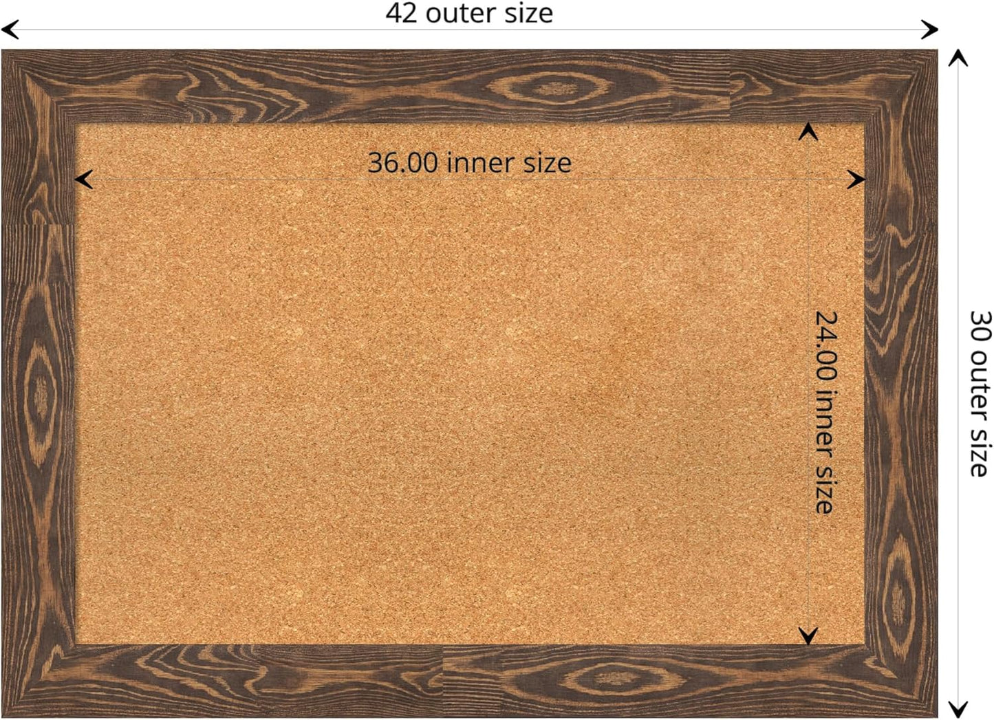 Amanti Art Natural Cork Board for Wall, 30x42 Vision Board with Brown Wood Frame, Large Corkboard Office Decor for Home Organization, Rustic Farmhouse Corkboard Pinboard to display items for home