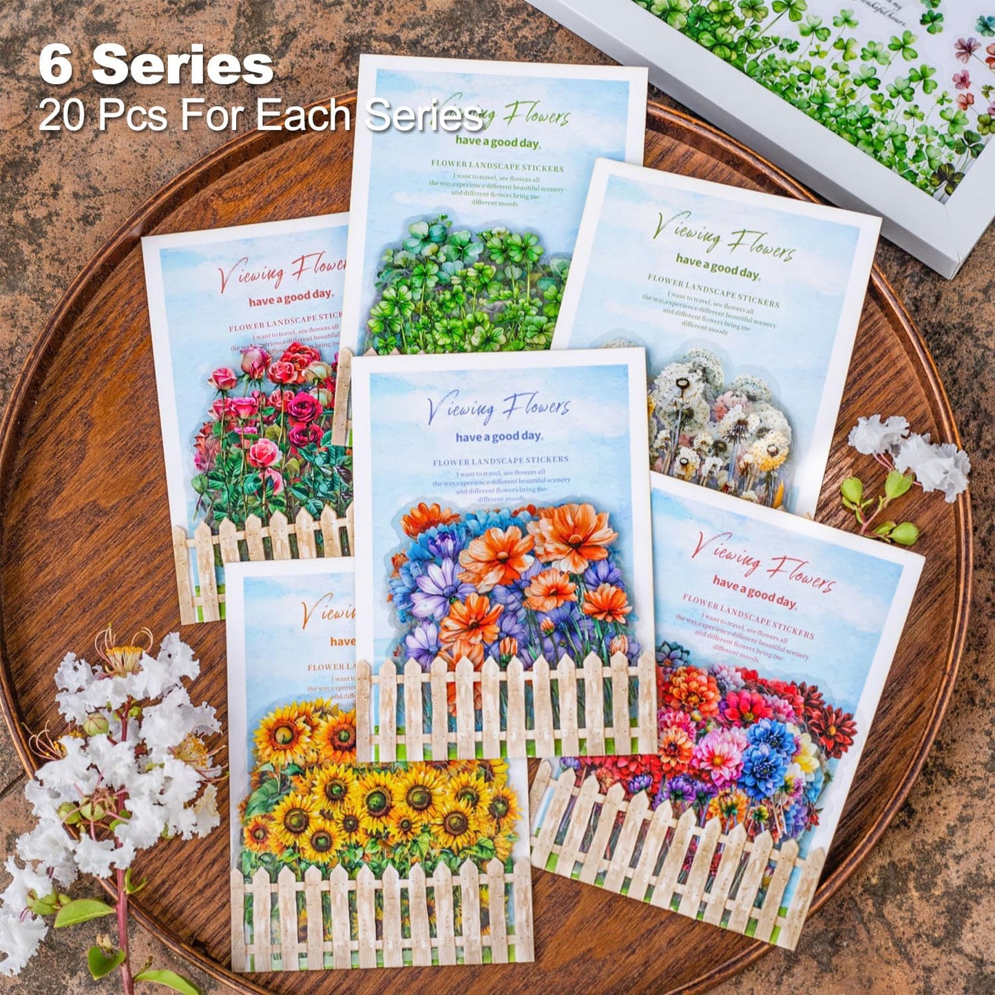 AurriiLeaf Viewing Flowers PET Sticker Set, 120PCS Floral Ephemera for Scrapbooking, Journaling, Crafting, DIY Projects, Diaries, and Art Supplies