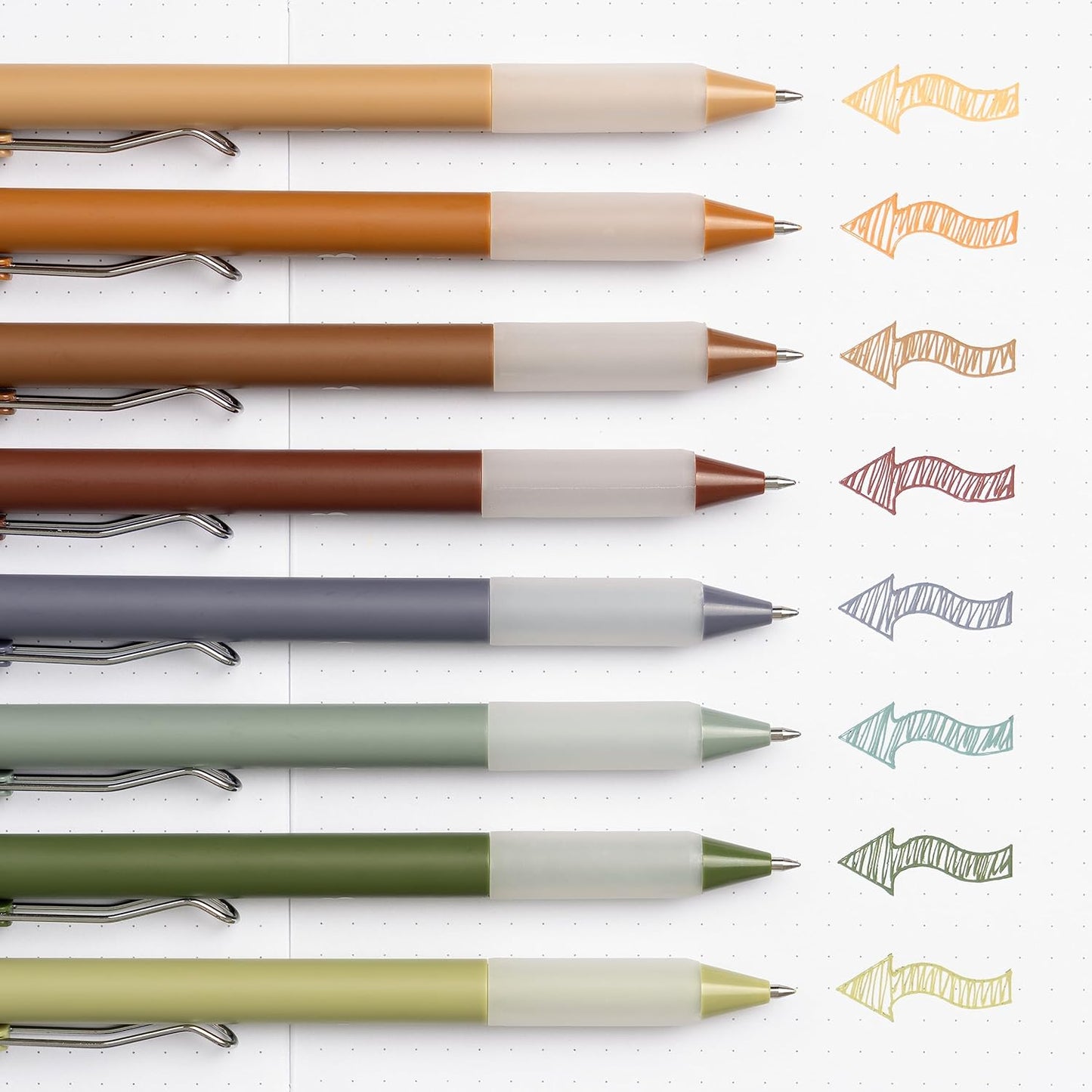 BLIEVE Gel Pens - Earthy, Matte Finish, Smooth Writing, No Bleed - For Journaling, Bible Notes, Drawing - Cute School Supplies, 8 Pack