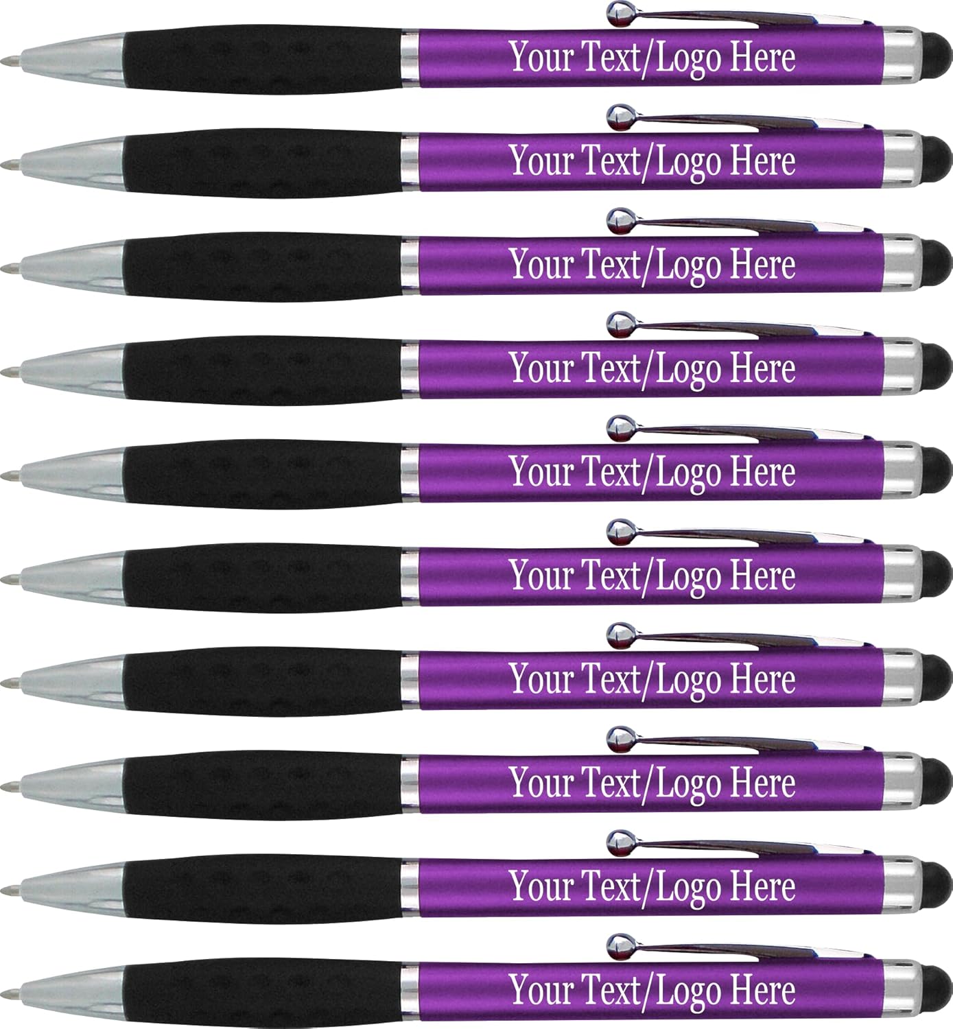 Personalized Stylus Pens With your Custom Logo or Text-600 Pack Bulk-for Businesses, Parties, and Events, 2 in 1 Ballpoint Pen & Stylus for Touchscreen Devices, Purple Barrel, Black Ink