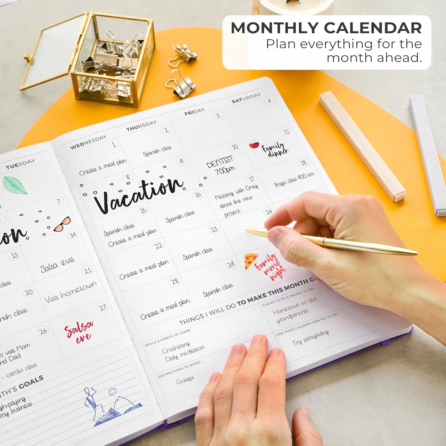 Clever Fox Planner PRO Light – Weekly & Monthly Life Planner to Increase Productivity, Time Management and Hit Your Goals, 8.5x11″ (Purple)