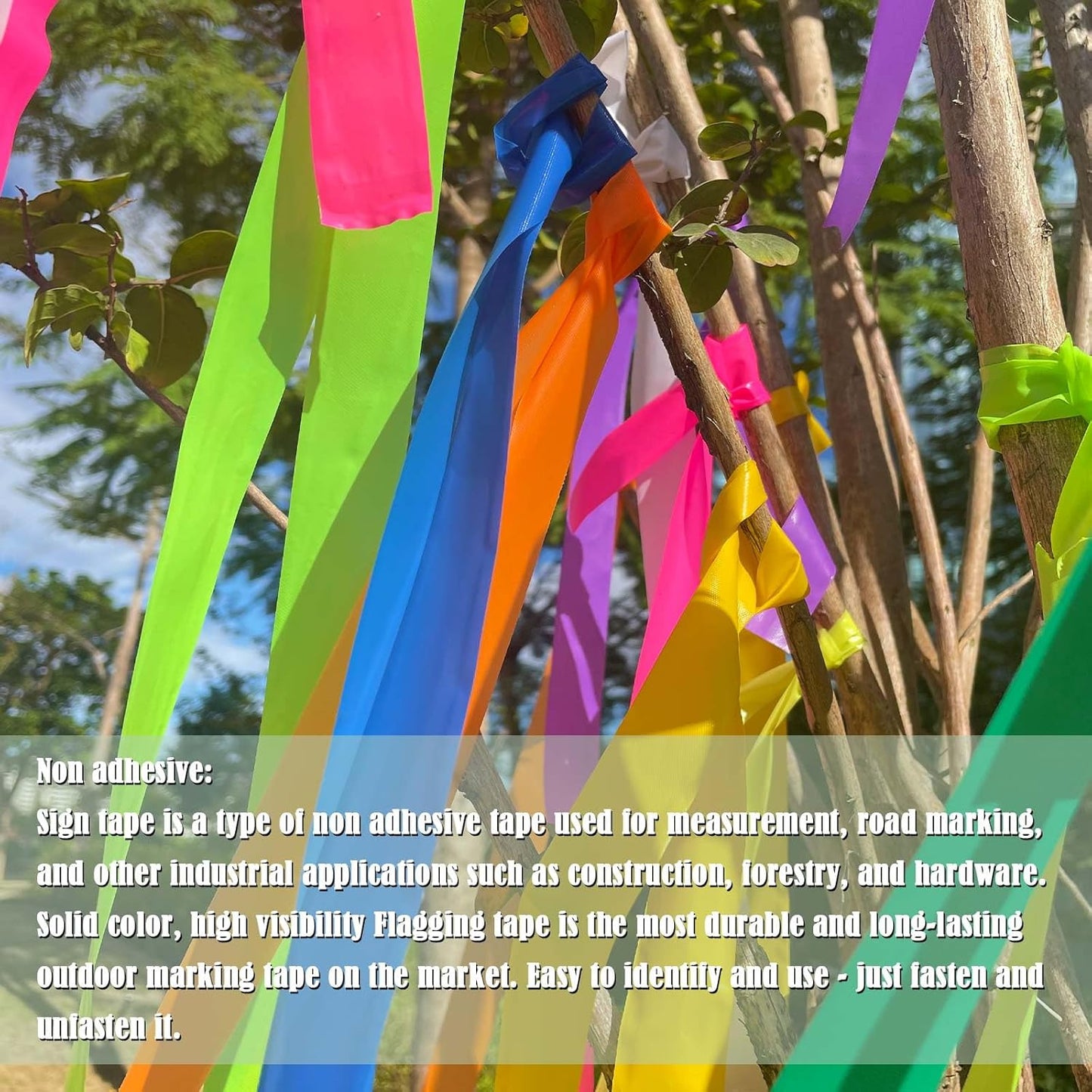 6 Pack Dark Blue Flagging Tape - Non-Adhesive Plastic Ribbon Neon Tape, 1inch*600ft, Tree Marking, Hunting, Boundaries and Hazardous Areas, Trail Marking