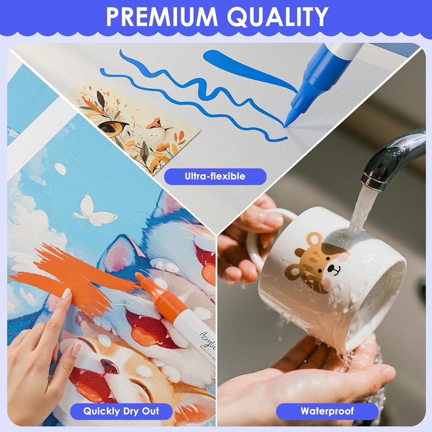 80 Colors Dual Tip Acrylic Paint Markers, Fabric Markers, Brush Tip Permanent Acrylic Paint Pens for Wood, Glass, Rocks, Paper, Coloring book,Ceramic,Canvas DIY Crafts for Adults,Kids and Art Supplies