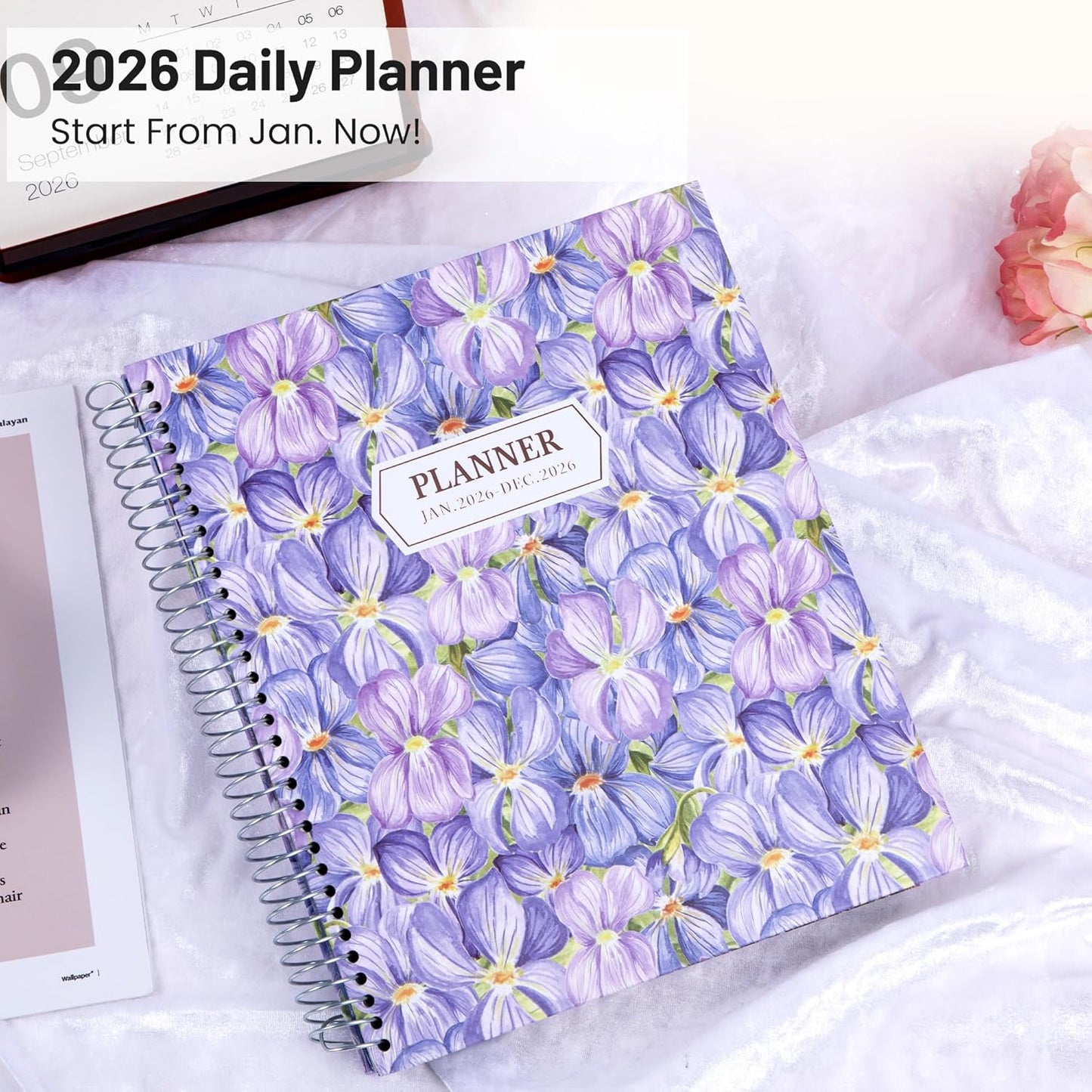 CAGIE Planner 2026 Monthly (Jan. 26-Dec. 26), 12 Month Academic Planner 8.5"x11", Large Daily Planner with Hourly Timeslot, Monthly Tab, Spiral Binding, Bookmark