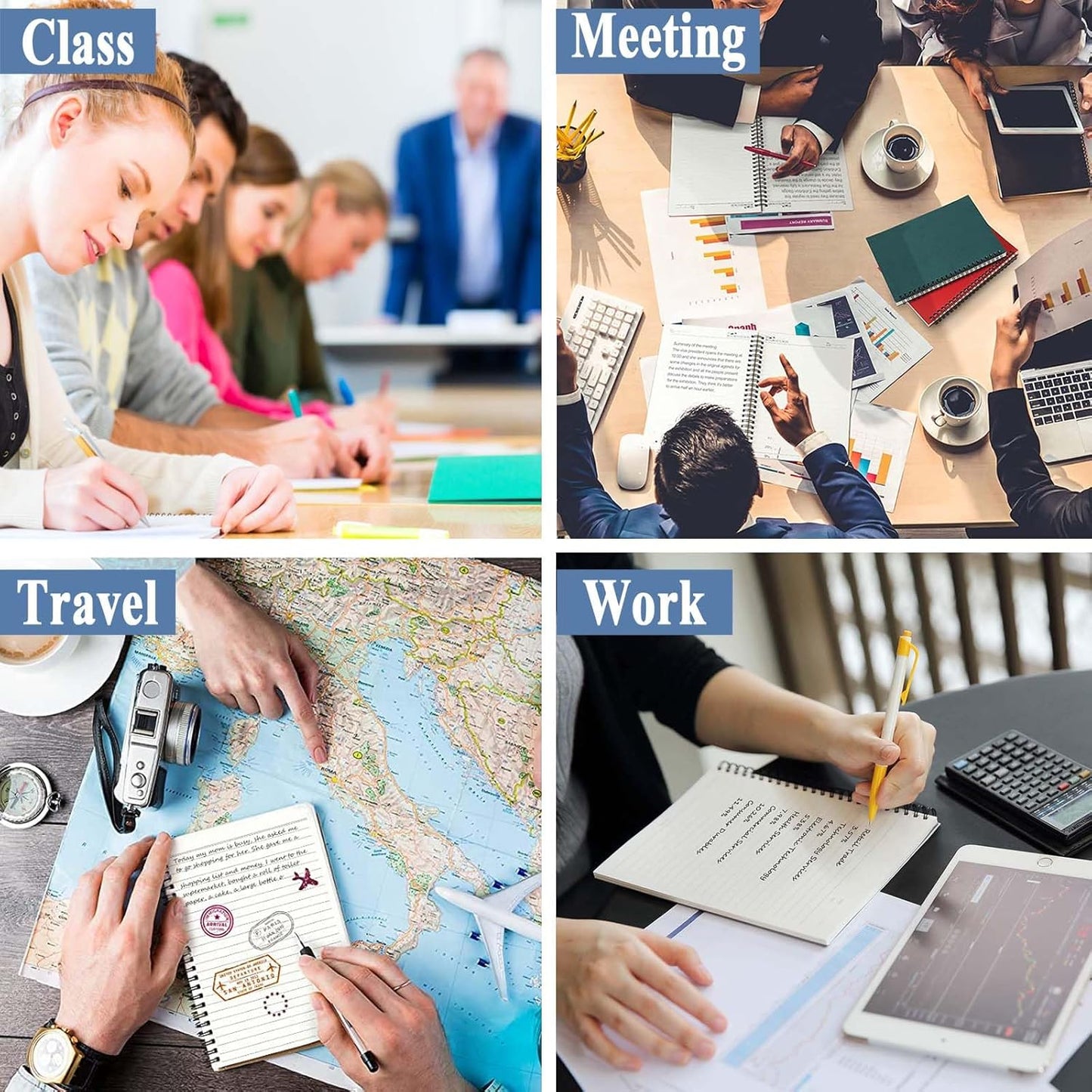 GINMLYDA 3Pack Small Spiral Notebook A5, 8.25x5.5” 120 Lined Pages Wide Ruled Spiral Journal Bulk Blank Kraft Cover Spiral Bound Notebook & Writing Pads for Home Office Meeting Work Note Taking