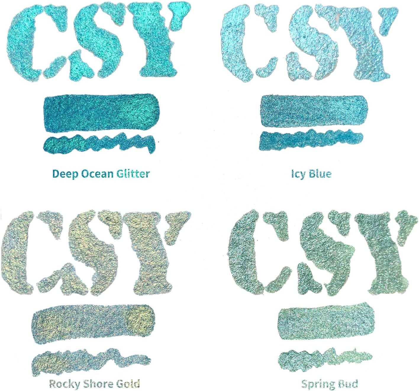 CSY art gallery Metallic Acrylic-Calligraphy-Craft -Drawing Inks,Glitter -Pearlescent -ICY Blue Paint with Dropper, 1oz - 29.5 ml (Ice Lake Mountains Set)