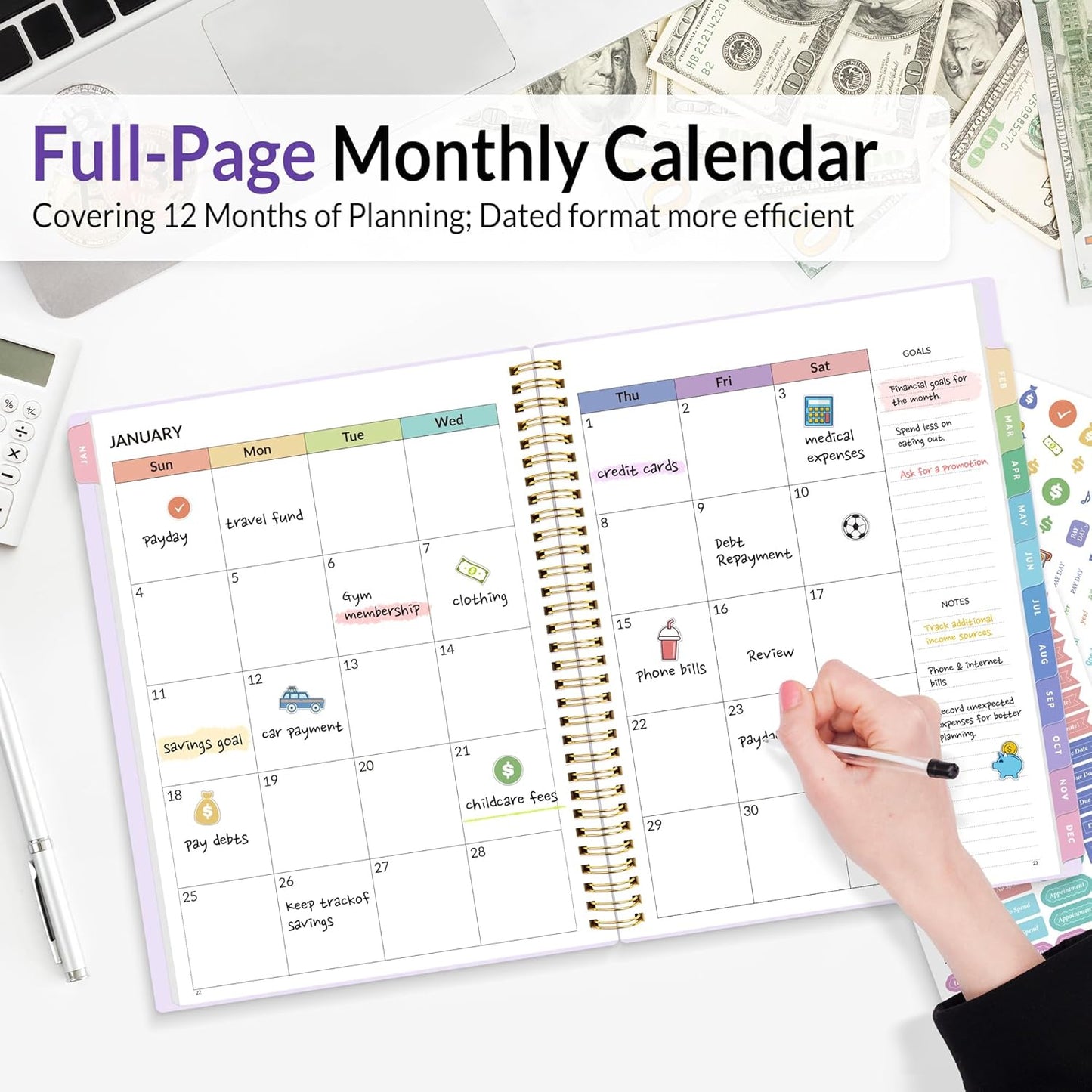 2026 Budget Planner - Monthly Budget Book from JAN 2026 - DEC 2026 with Expense Tracker Notebook, A4 Size (8.5" x 11") Bill Organizer & Finance Planner Account Book to Manage Your Finances, Purple