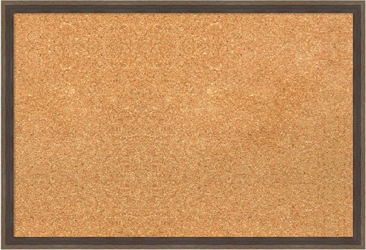 Amanti Art Natural Cork Board for Wall, 17x25 Vision Board with Brown Wood Frame, Medium Corkboard Office Decor for Home Organization, Modern Contemporary Corkboard Pinboard to display items for home