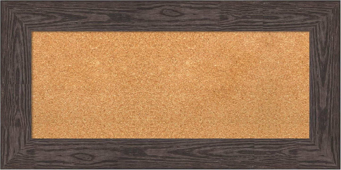 Amanti Art Natural Cork Board for Wall, 18x36 Vision Board with Black Wood Frame, Medium Corkboard Office Decor for Home Organization, Country Rustic Corkboard Pinboard to Display Items for Home