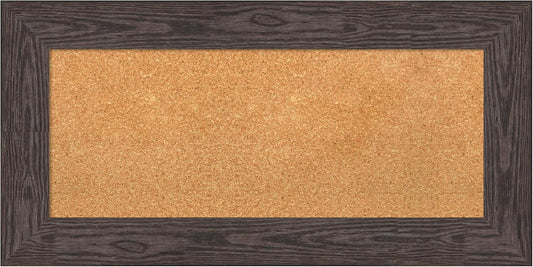 Amanti Art Natural Cork Board for Wall, 18x36 Vision Board with Black Wood Frame, Medium Corkboard Office Decor for Home Organization, Country Rustic Corkboard Pinboard to Display Items for Home