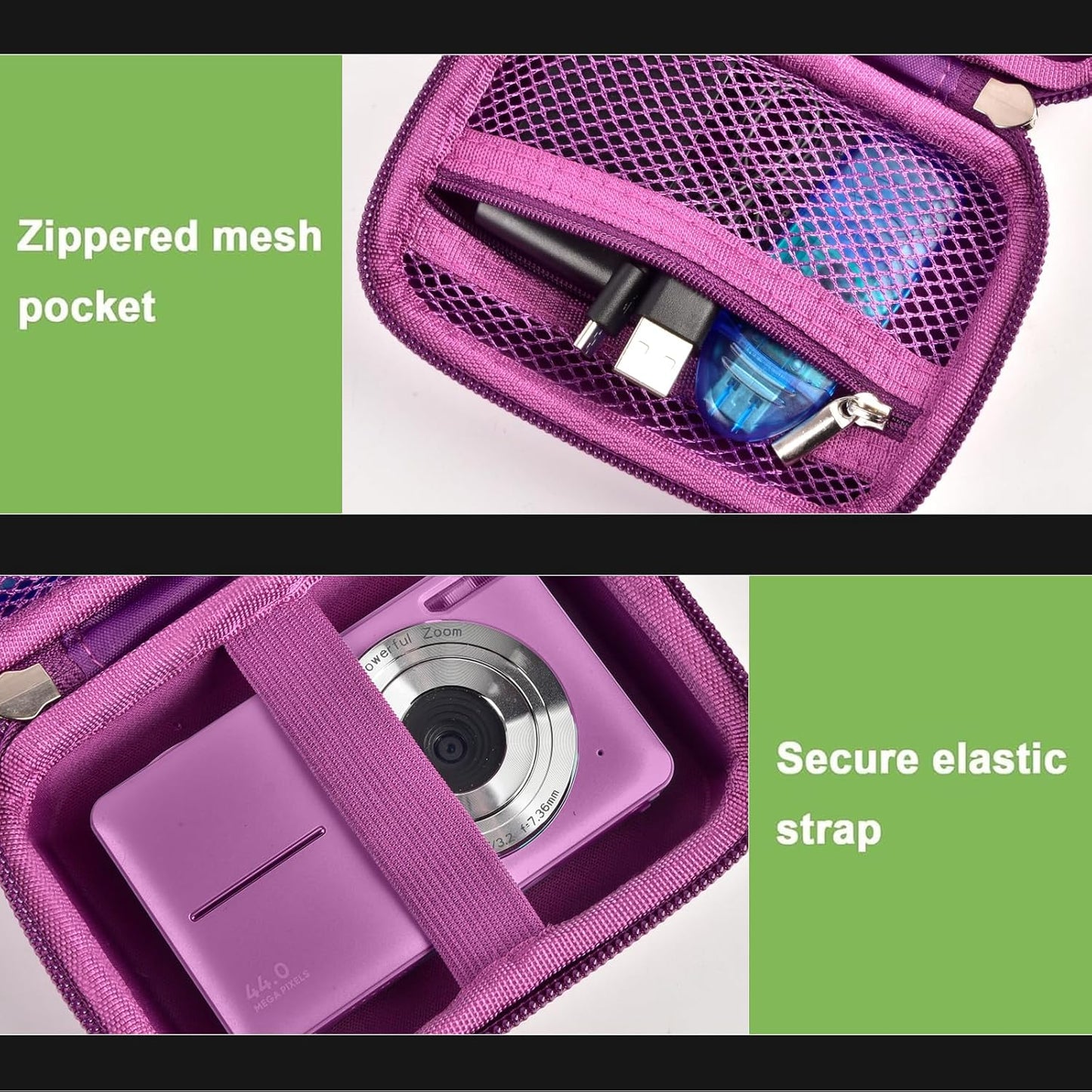 Case Compatible with VAHOIALD FHD 1080P Digital Camera/for CAMKORY Digital Point and Shoot/for Kodak PIXPRO FZ45-BK 16MP Vlogging/for IWEUKJLO/for Nsoela, Holder for SD Card More (Dark Purple)