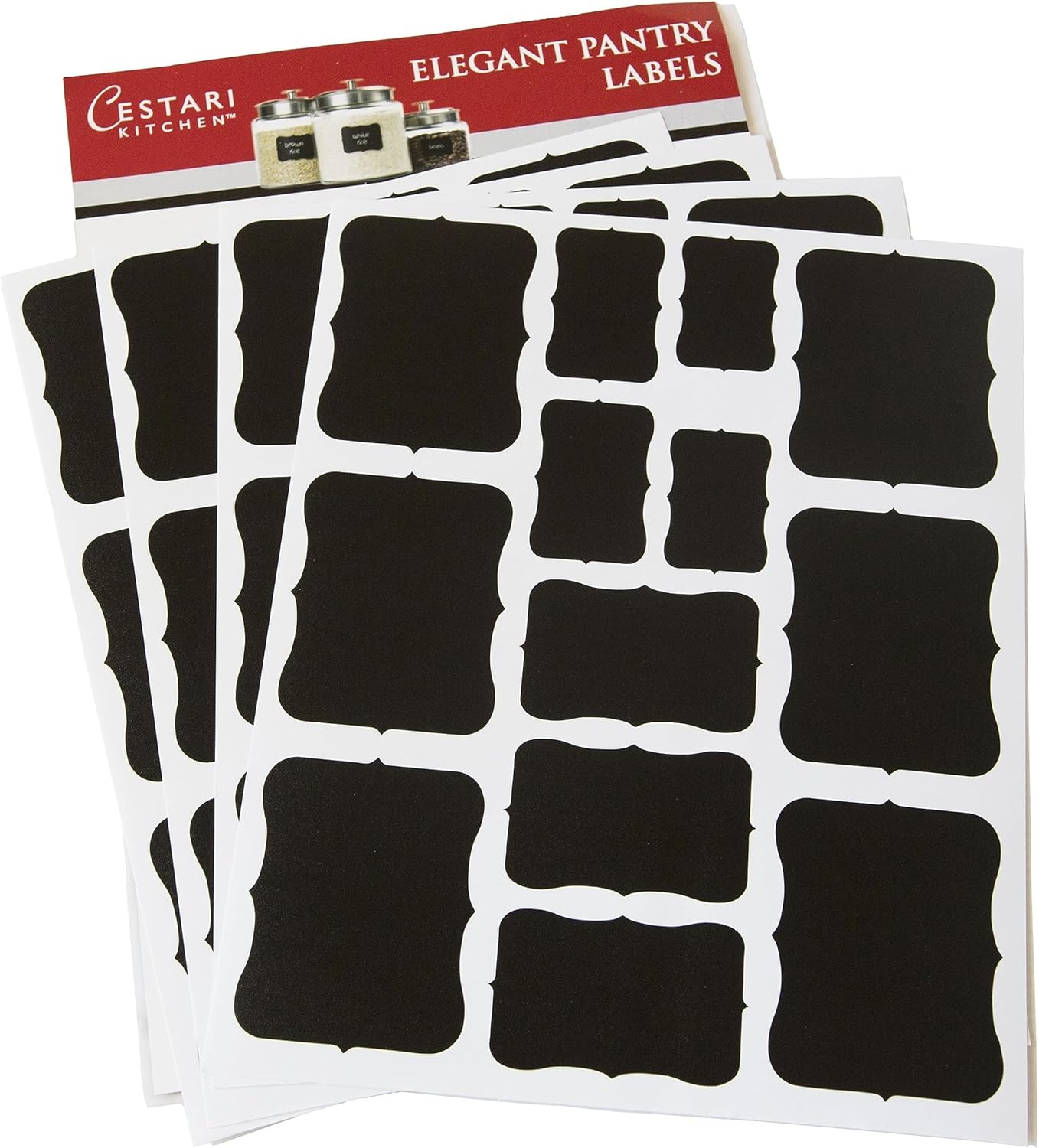 Chalkboard Labels - Chalk Labels by Cestari Kitchen - Set of 52 Assorted Premium Reusable Decorative Blackboard Stickers for Stylish Organization, Wedding Decorations, and Craft Projects