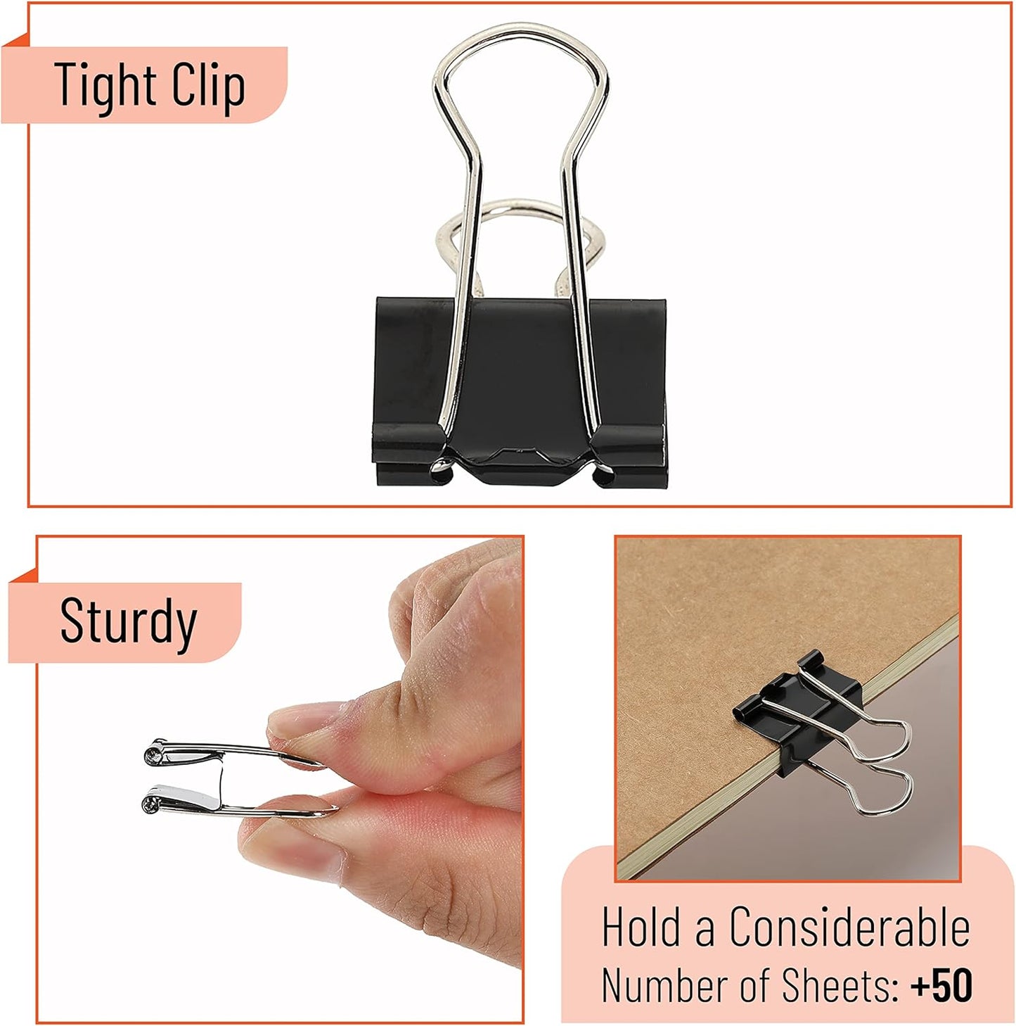 Mr Pen- Binder Clips, 50-Pack, 0.75 in, Black, Mini & Micro, Office Paper Clips