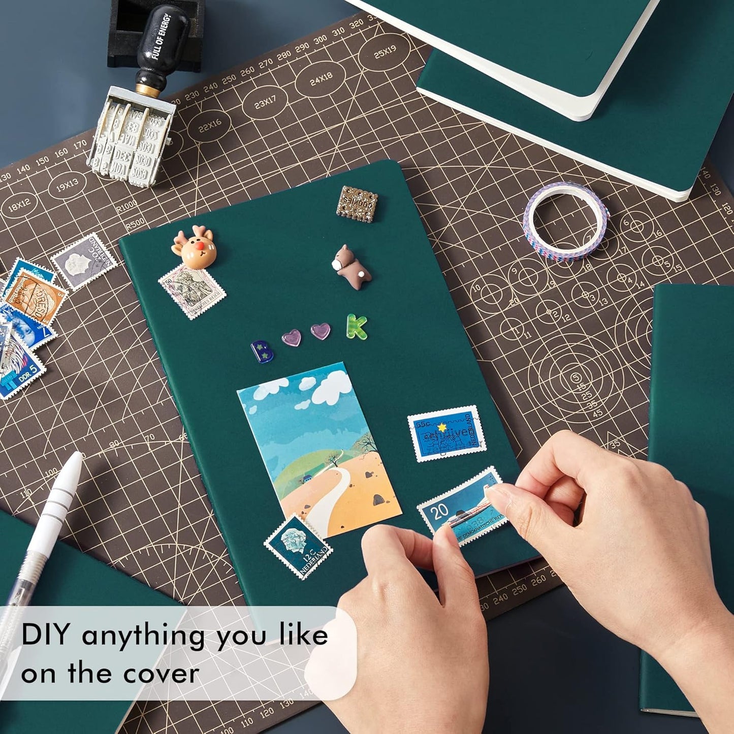 16 Pack Soft Cover Journal Bulk, Feela Lined Notebooks College Ruled for Work for Women Girl Writing, Blank Travel Journal Note Taking Notebook School Business Supplies, 8.2” x 5.5”, A5, Dark Green