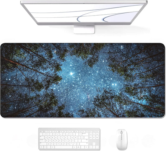 Auhoahsil Large Mouse Pad, XXL Gaming Mousepad, Desk Mat for Desktop, Thick Rubber, Big & Long Size, Stitched Edges, Full Desk Pad for Laptop & Computer, Extended 31.5 x 11.8 in, Silent Night Sky