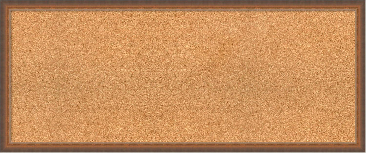 Amanti Art Natural Cork Board for Wall, 20x48 Vision Board with Bronze Frame, Oversize Corkboard Office Decor for Home Organization, Modern Corkboard Pinboard to Display Items for Home Organization