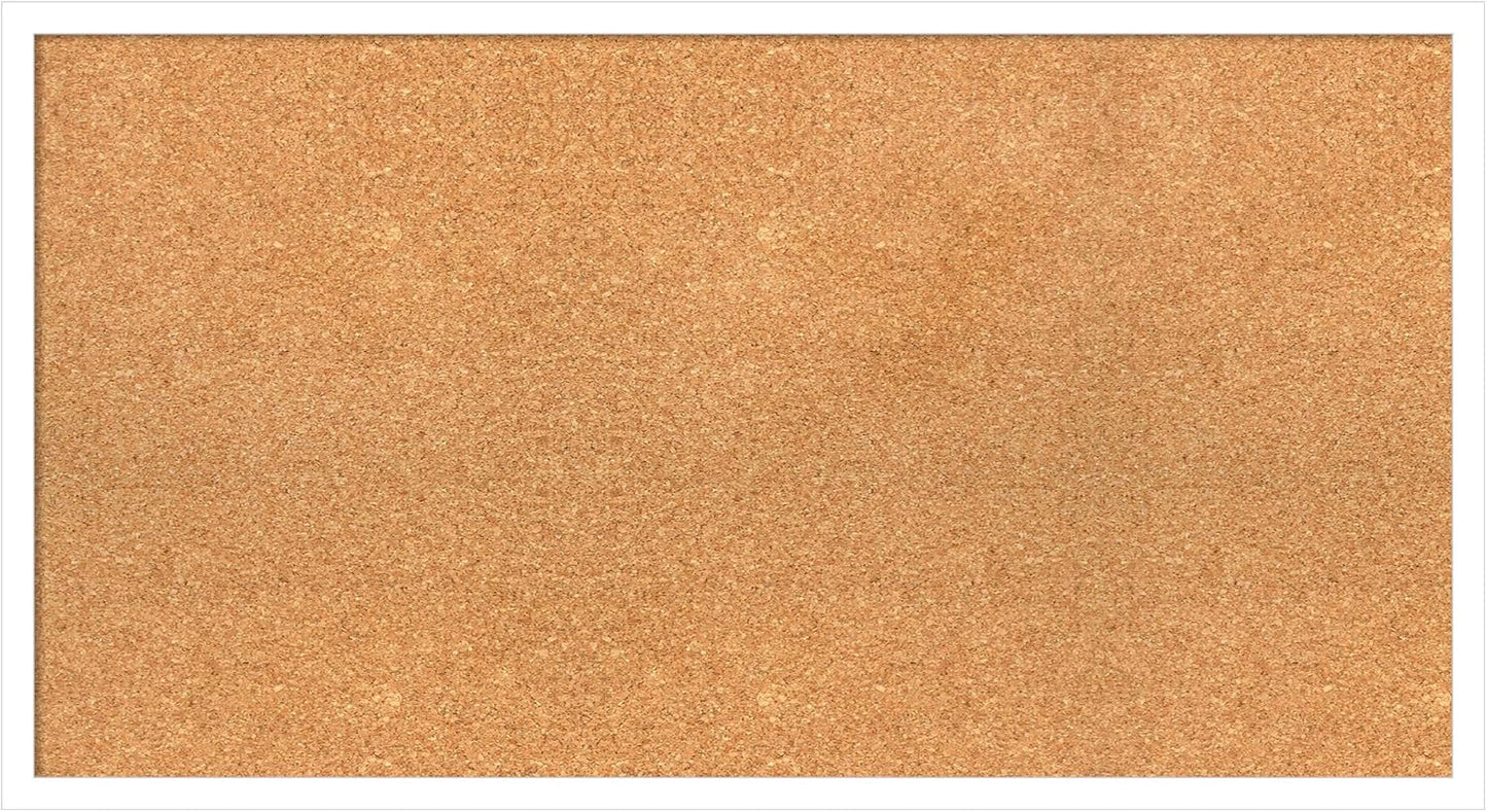 Amanti Art Natural Cork Board for Wall, 19x35 Vision Board with White Frame, Large Corkboard Office Decor for Home Organization, Modern Corkboard Pinboard to Display Items for Home Organization in
