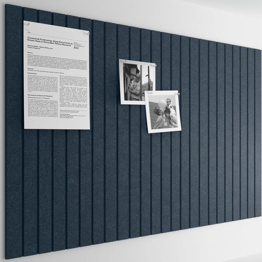 Bumusty Large Cork Board Alternative-36 x24 Felt Bulletin Board, with 30 Pushpins, 40 Adhesive Tabs, 6-Pack Slat Wall Paneling, Cork Boards for Office Push Pin Board Felt Board-Deep Charcoal Blue