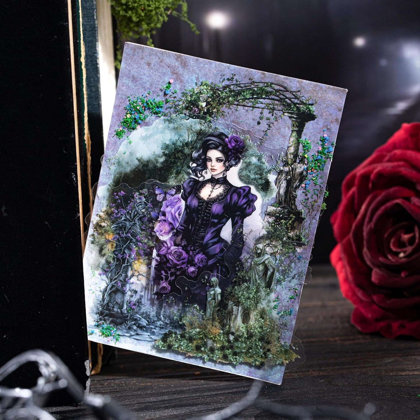 Gothic PET Sticker Set, 60PCS Abandoned City Theme Stickers for Scrapbooking, Journaling, DIY Crafts and Planner Supplies