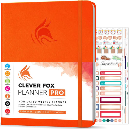Clever Fox Planner PRO – Weekly & Monthly Life Planner to Increase Productivity, Time Management and Hit Your Goals, 8.5x11″ (Orange)