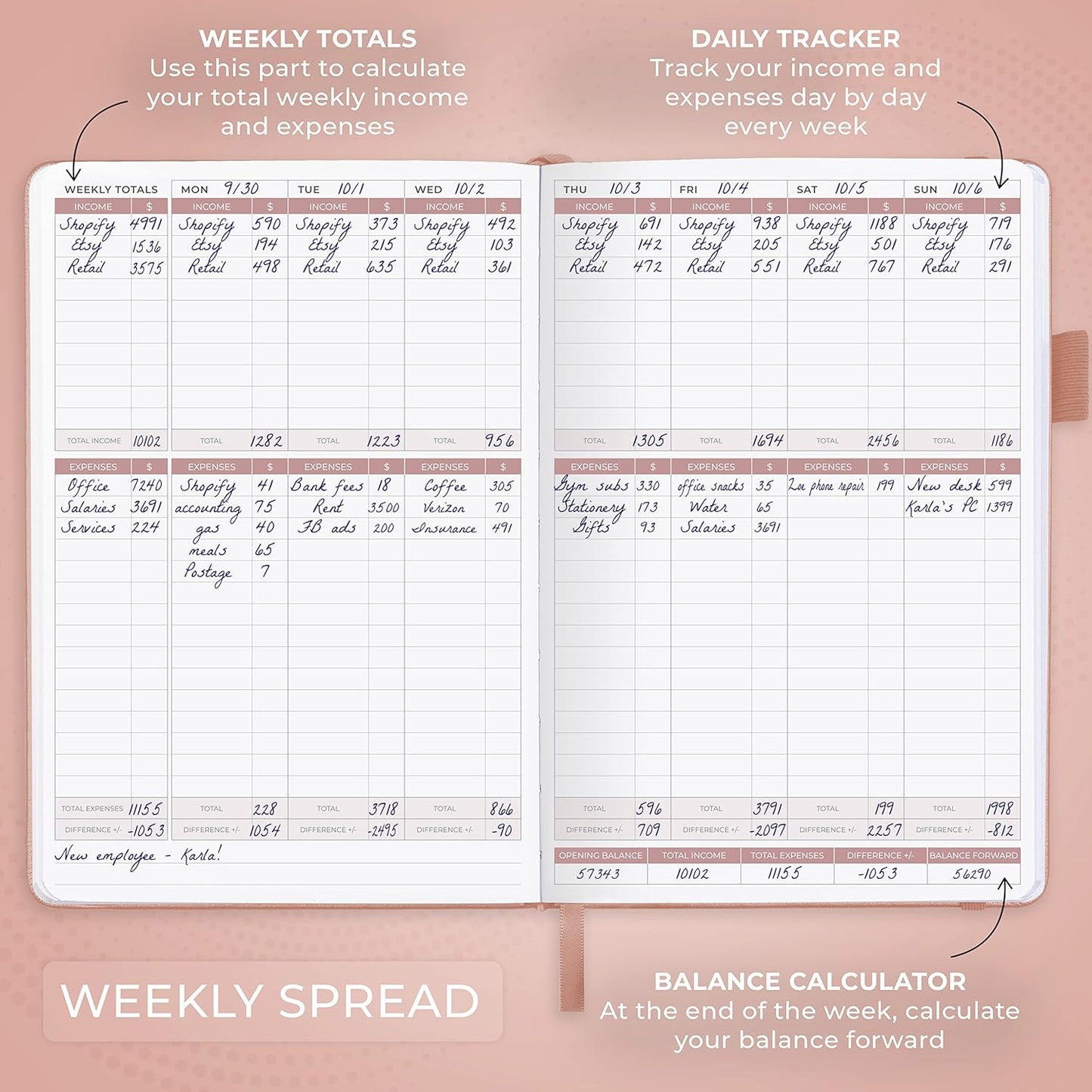 Clever Fox Income & Expense Tracker – Accounting & Bookkeeping Ledger Book for Small Business – 1-Year Record Notebook, A5 (Rose Gold)