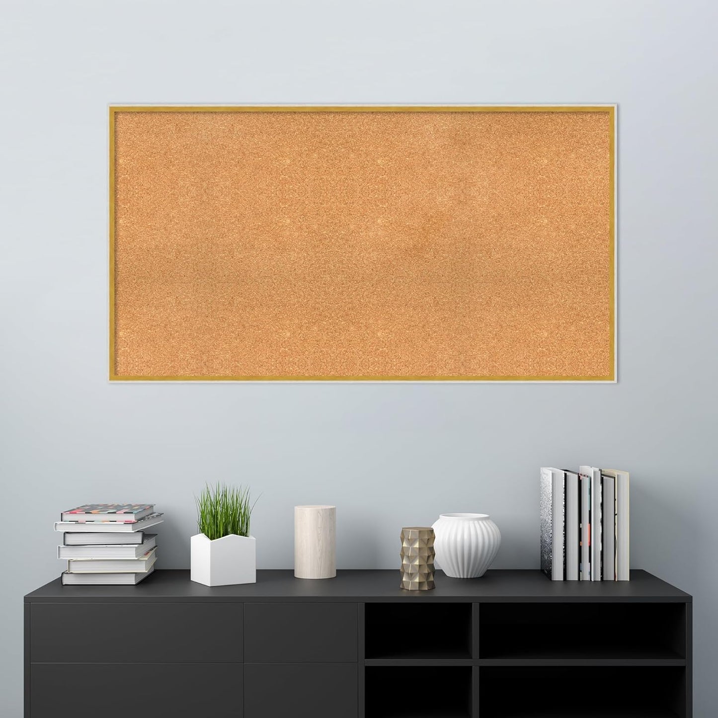 Amanti Art Natural Cork Board for Wall, 29x53 Vision Board with White Frame, Oversize Corkboard Office Decor for Home Organization, Modern Corkboard Pinboard to Display Items for Home Organization in