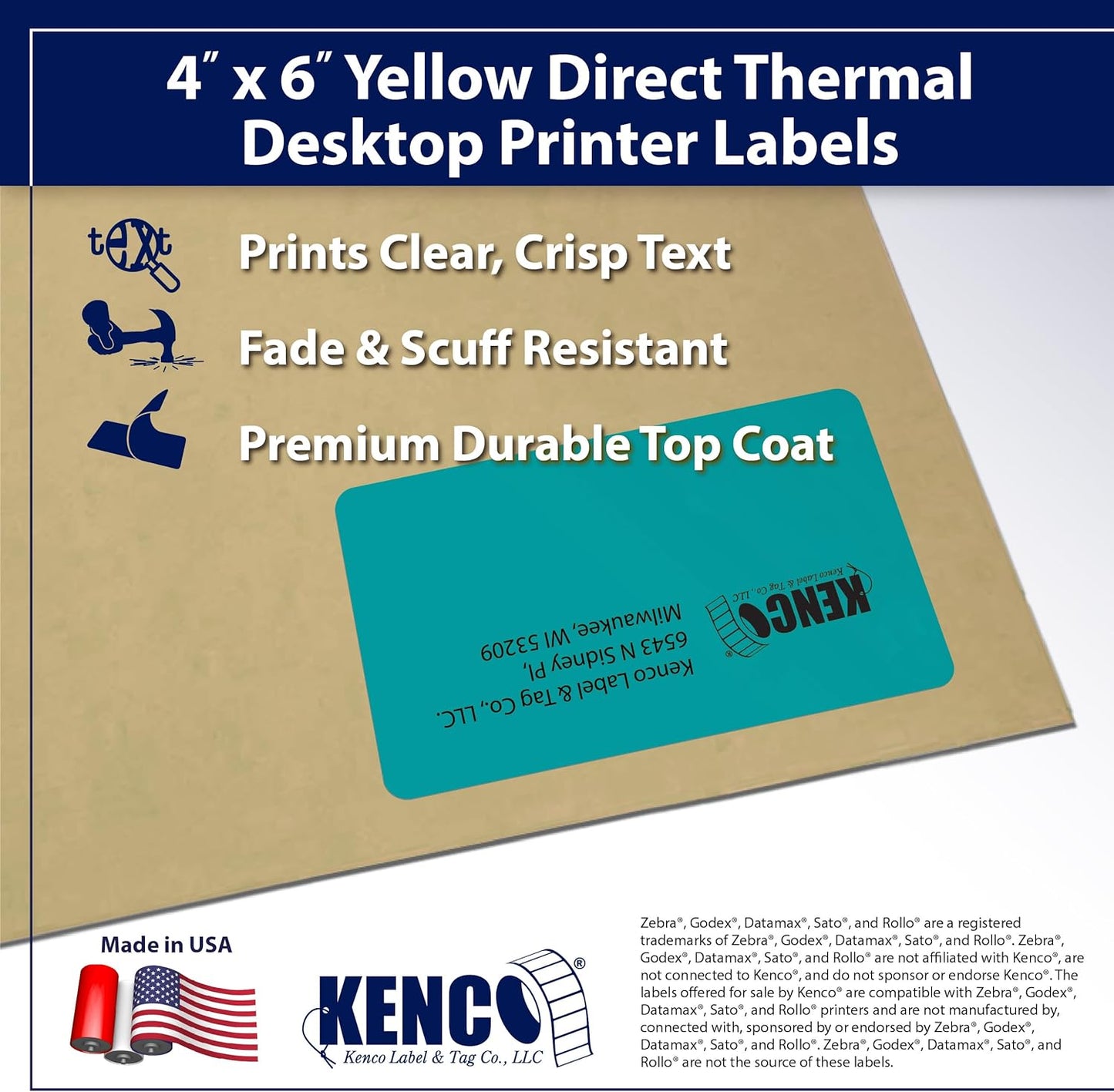 4" X 6" Direct Thermal Perforated Stickers Labels for Shipping Labels, Inventory, and Color Coding - Compatible with Zebra, Rollo, Godex and More (Teal, 12 Rolls)