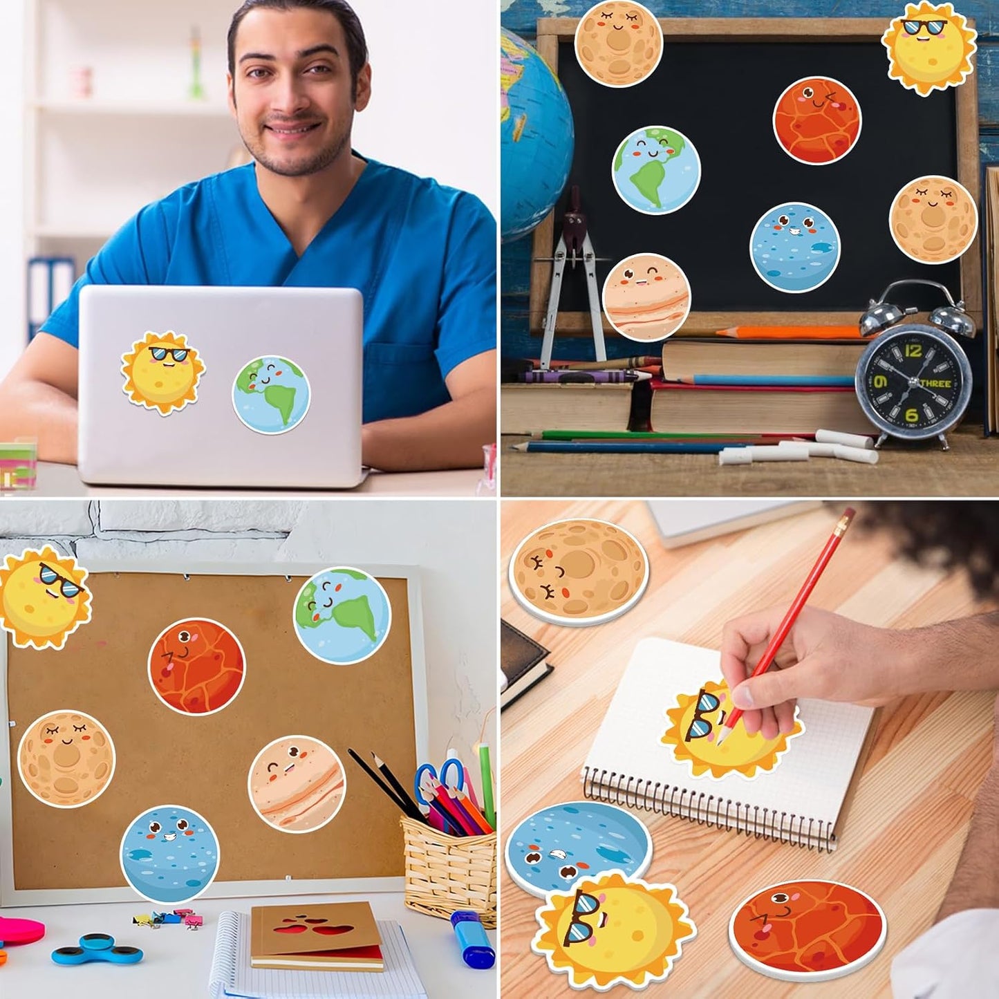 600Pcs Outer Space Sticky Notes, Cute Outer Space Memo Pads Solar System Planet Shaped Self Sticky Notepads for Teachers Office Classroom School Supplies Birthday Party Favors