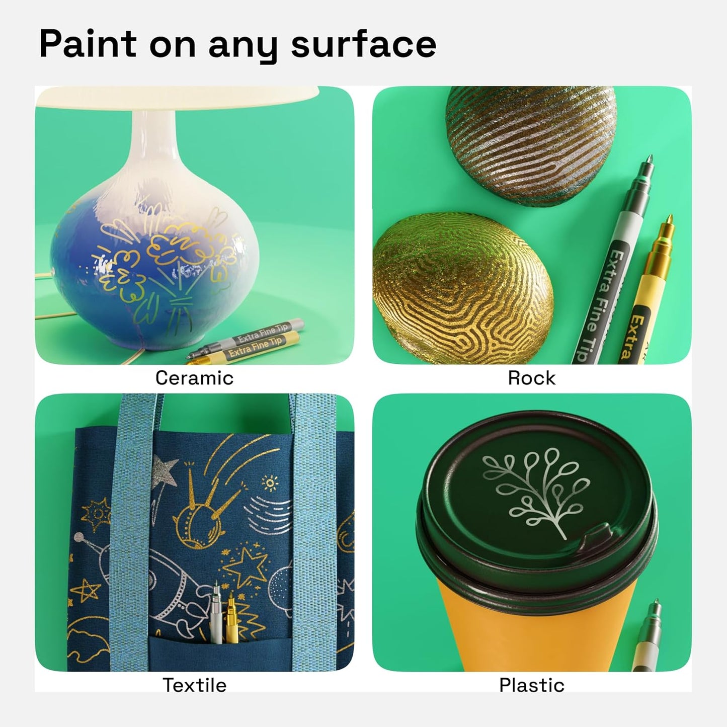 ARTISTRO 2 Gold & Silver Acrylic Paint Markers - 0.7mm Extra Fine-Tip Metallic Paint Pens - Perfect for Crafting, Art Projects, & More