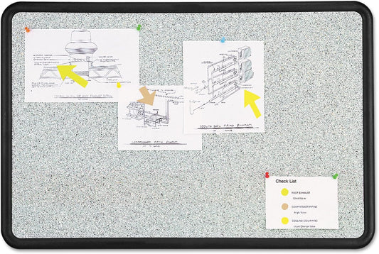 Quartet Bulletin Board, 2 x 3 Feet, Contour, Granite-Colored Surface with Black Plastic Frame (699370)