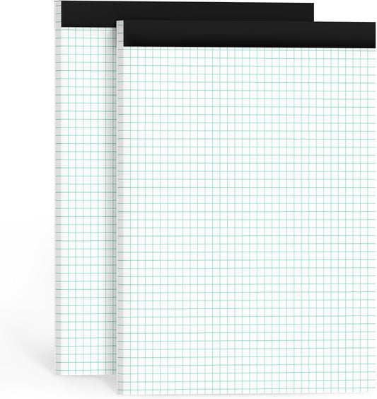 Graph Paper Pads 8.5 x 11, 4x4 Graph Ruled, 2 Pack 1/4 Graph Paper Notebooks, Grid Paper Pad Notebook 8-1/2" x 11" Graphing Paper, Perforated Quadrille Pad, 70GSM White Graft Paper Pads, 30 Sheets/Pad