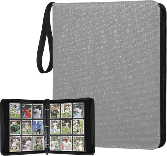 9 Pocket Card Binder, Premium Zip Trading Card Binder, 720 Double Sided Pocket PU Card Collection Binder, Collector Card Album, Card Folder for MTG, TCG, Sports Cards, Game Cards (Grey2)