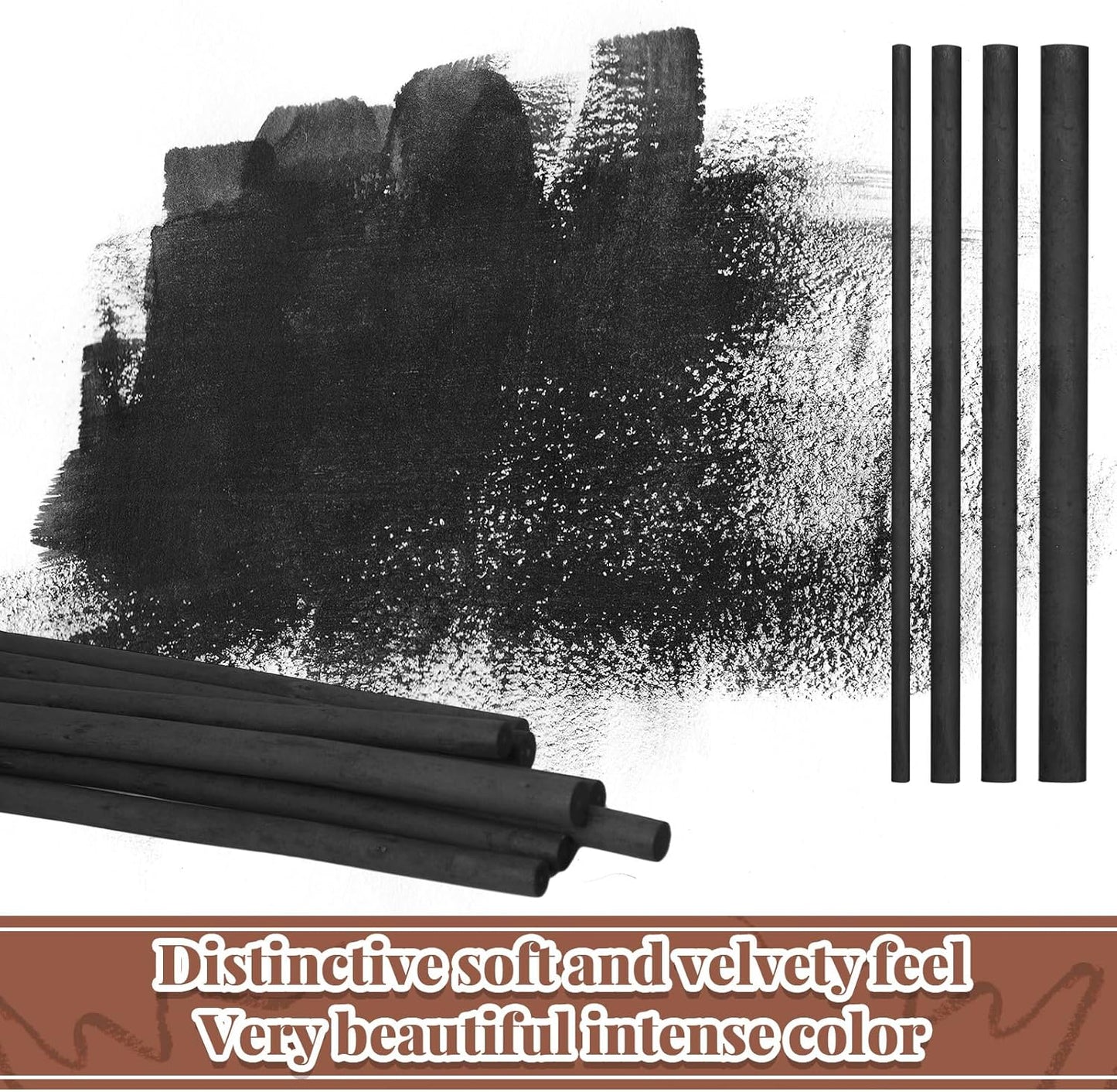 Gueevin 24 Pcs Willow Charcoal Sticks, Willow Charcoal, Artists, Beginners, Students, Perfect for Sketching, Drawing, Shading, and Fine Art (2-4mm，4-5mm，5-7mm，7-9mm)