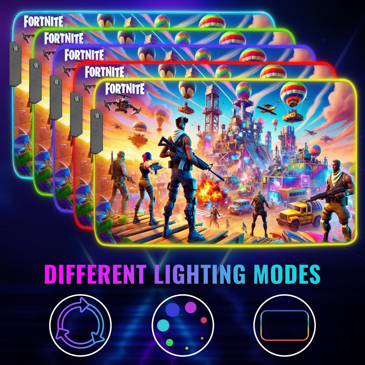 Gaming Mouse Pad - Desk Mat Gaming Mouse Pad , Medium Extra Large Extended Big Long Huge XL XXL and XXXL RGB LED Light Mousepad For a Computer , PC Mats Mousepads Battle Royale Frenzy