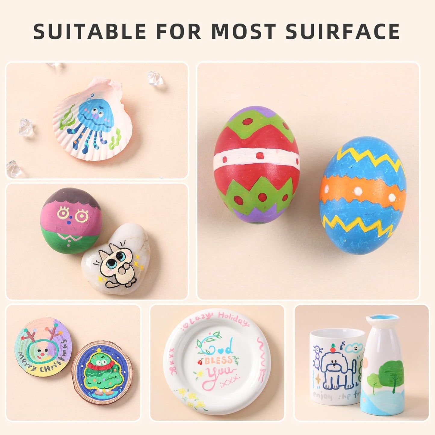 72 Colors Acrylic Paint Markers Set, Soft Brush Tip Acrylic Paint Pens Acrylic Markers for Rock, Egg, Wood, Glass, Canvas Painting, Coloring and Drawing, DIY Crafts Art Supplies