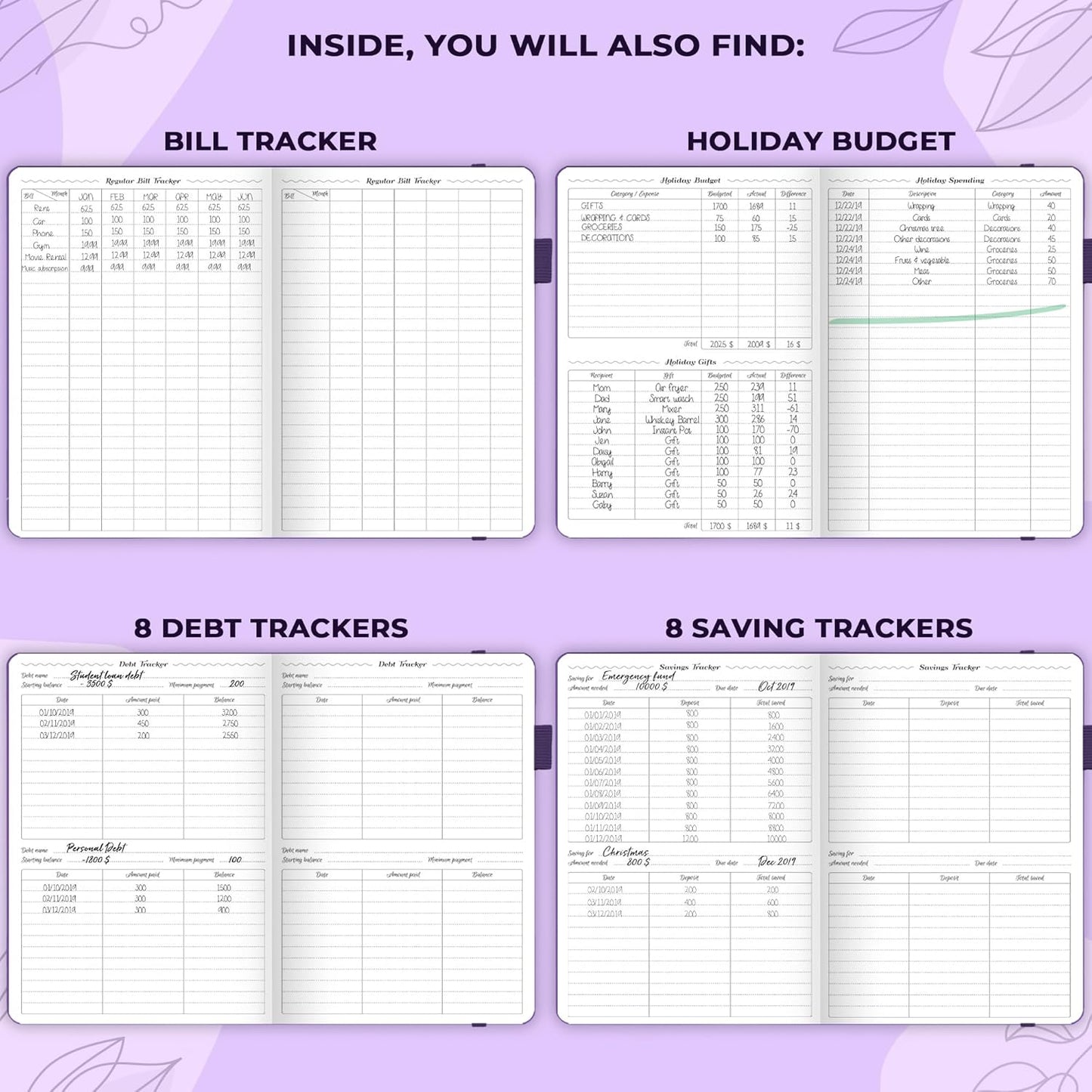GoGirl Budget Planner – Monthly Financial Planner Organizer Budget Book. Expense Tracker Notebook Journal to Control Money, Compact (Purple)