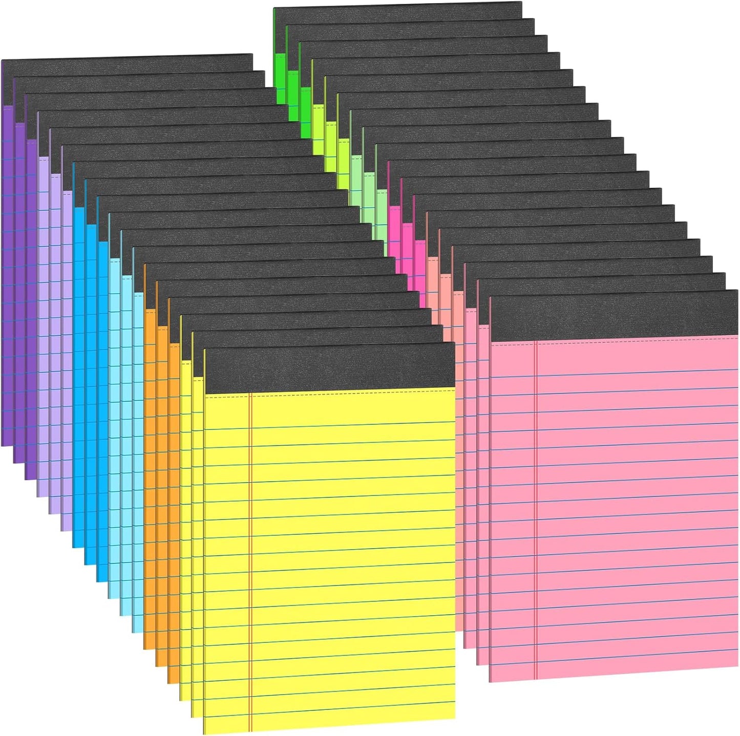 36 Pcs Legal Pads Bulk, Narrow Ruled Notepad 5x8, Multicolor Small Notepads 30 Sheet/notepad, Colored Mini Writing Pads with Sturdy Backboard, Perforated Lined Note Pads for Study, Office, To-Do Lists