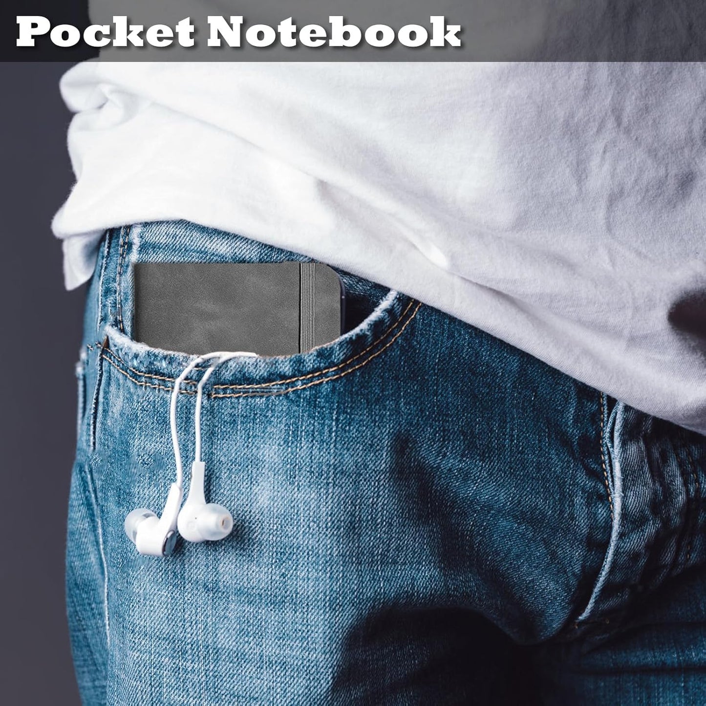 2 Pack Pocket Notebook Small Notebook, 3" x 4.4" Journal Notebook Hardcover with Thick Lined Paper, 200 Pages Leather Cover Mini Journal Notepad (Gray)