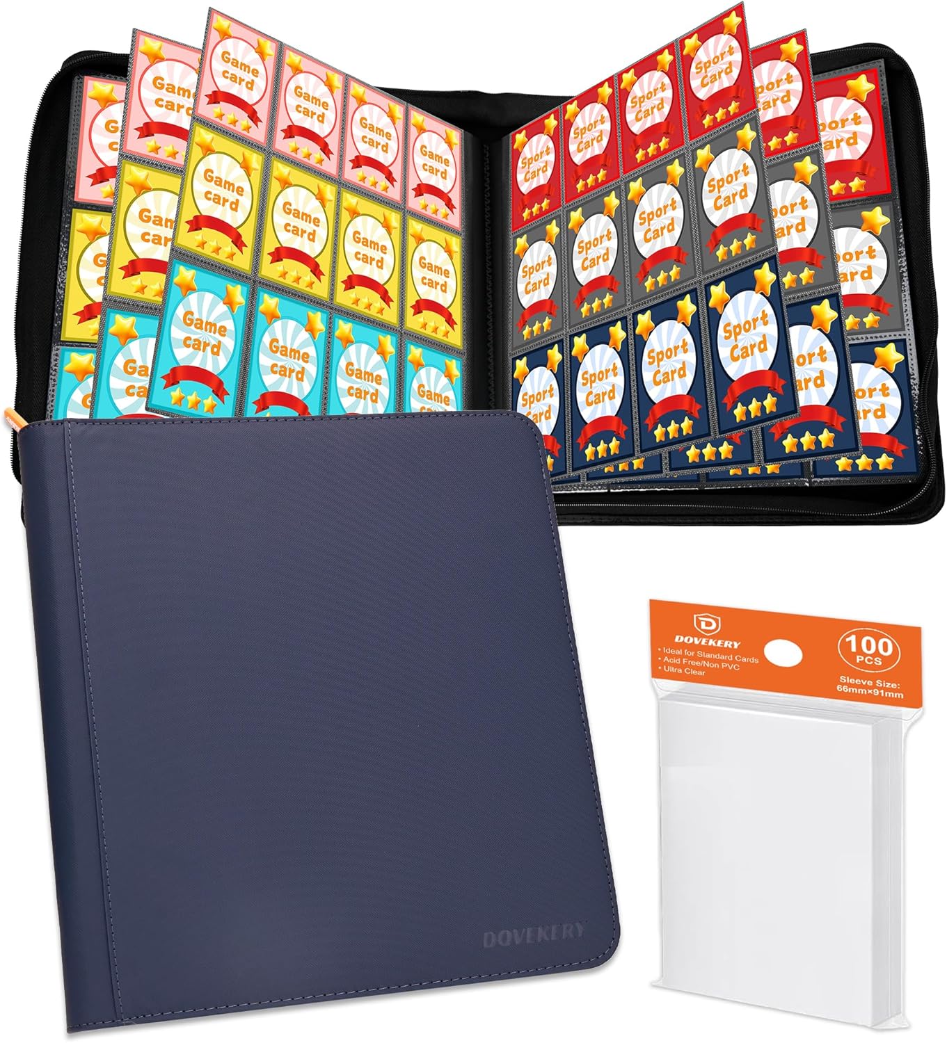 12 Pocket Card Binder, 864 Pockets Side Loading Trading Card Collection Binder, Zipper Ringless Card Holder Album for TCG, Sports, Game Business Cards, Blue