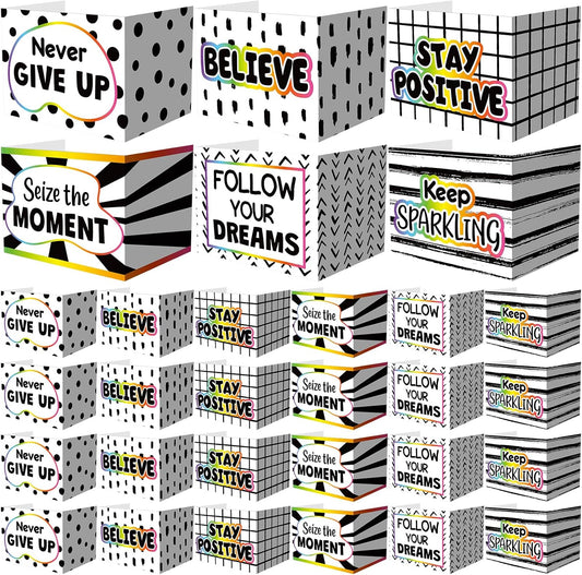 Honoson 24 Pcs Bulk Inspirational Privacy Folders for Students Cardboard Test Privacy Boards Motivational Words Desk Dividers Shield for Classroom School Study Supplies, 6 Styles(Polka Dot)