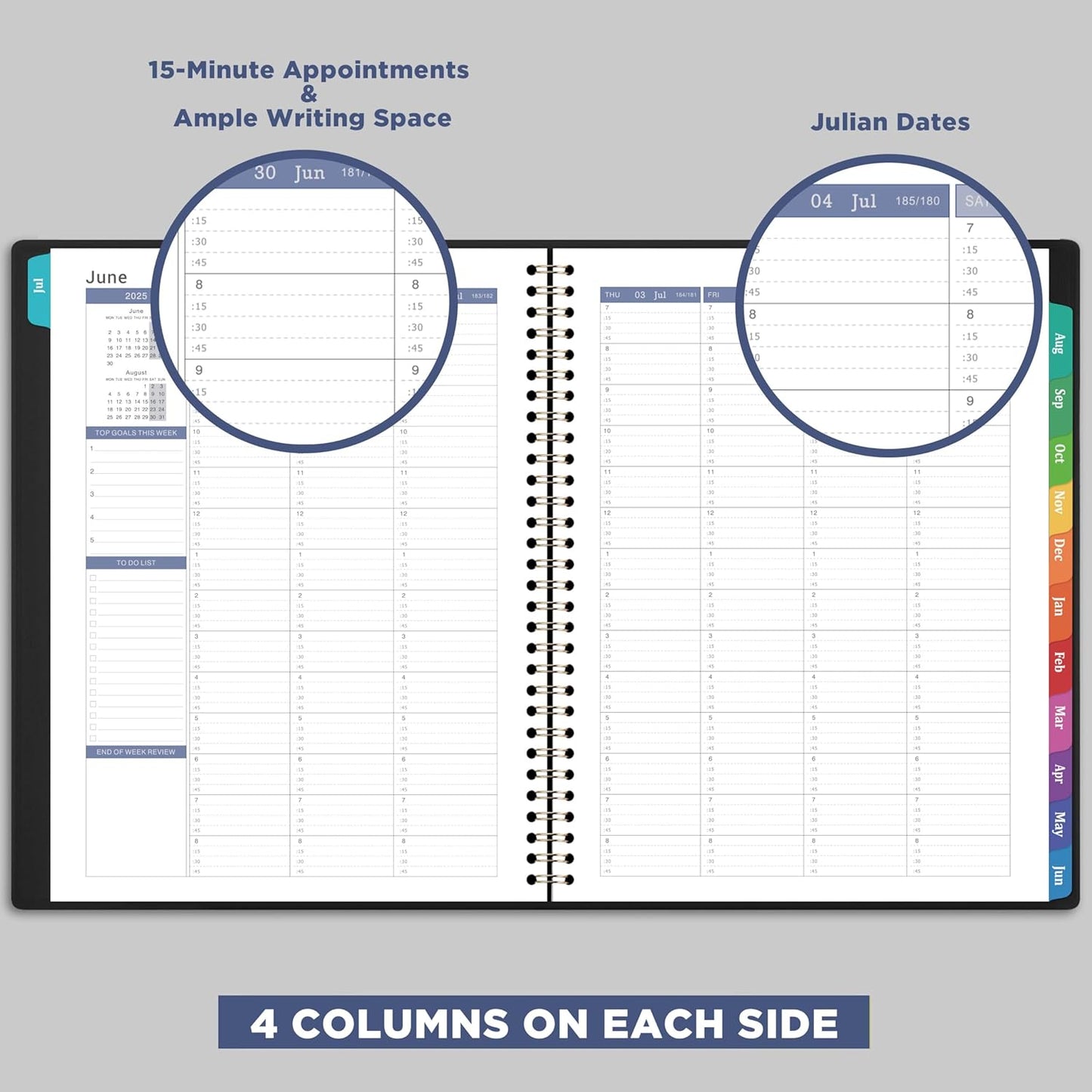 2025-2026 Weekly Appointment Book - Daily Hourly Planner 2025-2026 from Jul. 2025 - Jun. 2026, 8.5" x 11", 15-Minute Interval, Monthly Tabs, Leather Cover, Perfect for Your Life