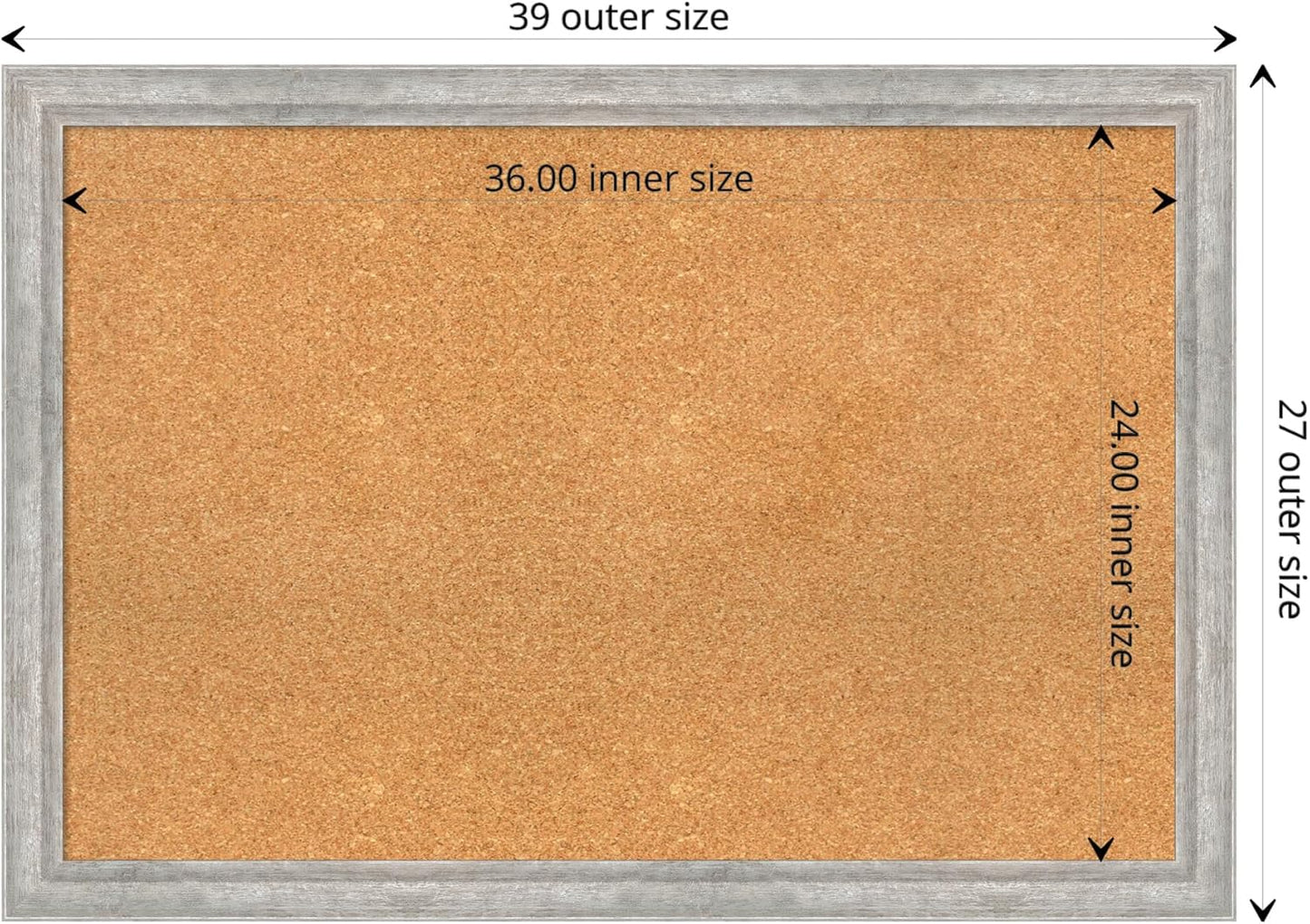 Amanti Art Natural Cork Board for Wall, 27x39 Vision Board with Silver Wood Frame, Large Corkboard Office Decor for Home Organization, Modern Contemporary Corkboard Pinboard to display items for home