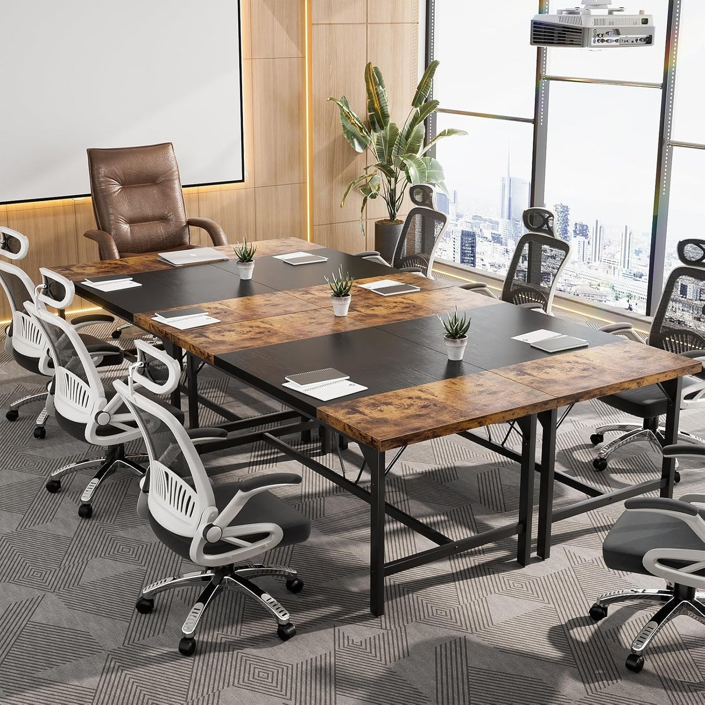 Unikito Large Computer Desk, 63 x 31.5 Inch Long Office Desks, Premium Sturdy 2 Person Desk, 1.4” Thick Study Writing Table, Modern Laptop Computer Table for Home Office Workstation, Rustic Brown