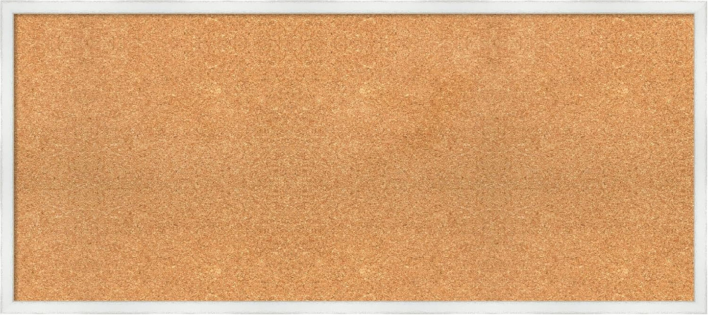 Amanti Art Natural Cork Board for Wall, 19x43 Vision Board with White Frame, Oversize Corkboard Office Decor for Home Organization, Country Rustic Corkboard Pinboard to Display Items for Home