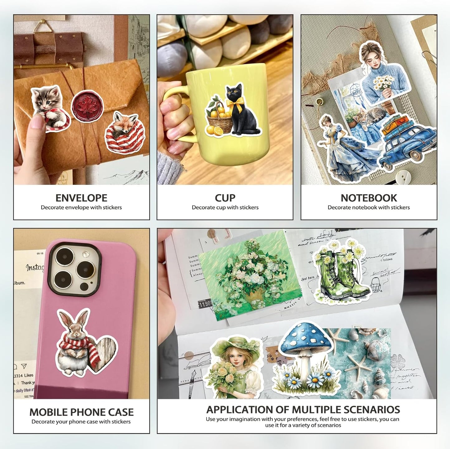 4 in 1 Aesthetic Stickers for Scrapbooks (People Stickers)