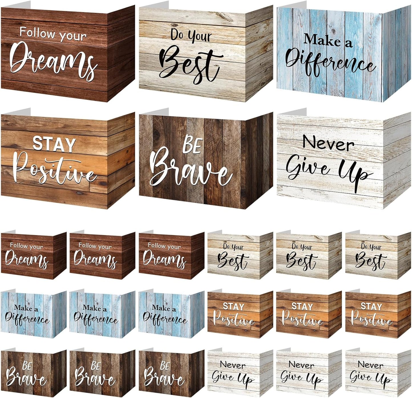 Honoson 24 Pcs Bulk Inspirational Privacy Folders for Students Cardboard Test Privacy Boards Motivational Words Desk Dividers Shield for Classroom School Study Supplies, 6 Styles(Farmhouse)