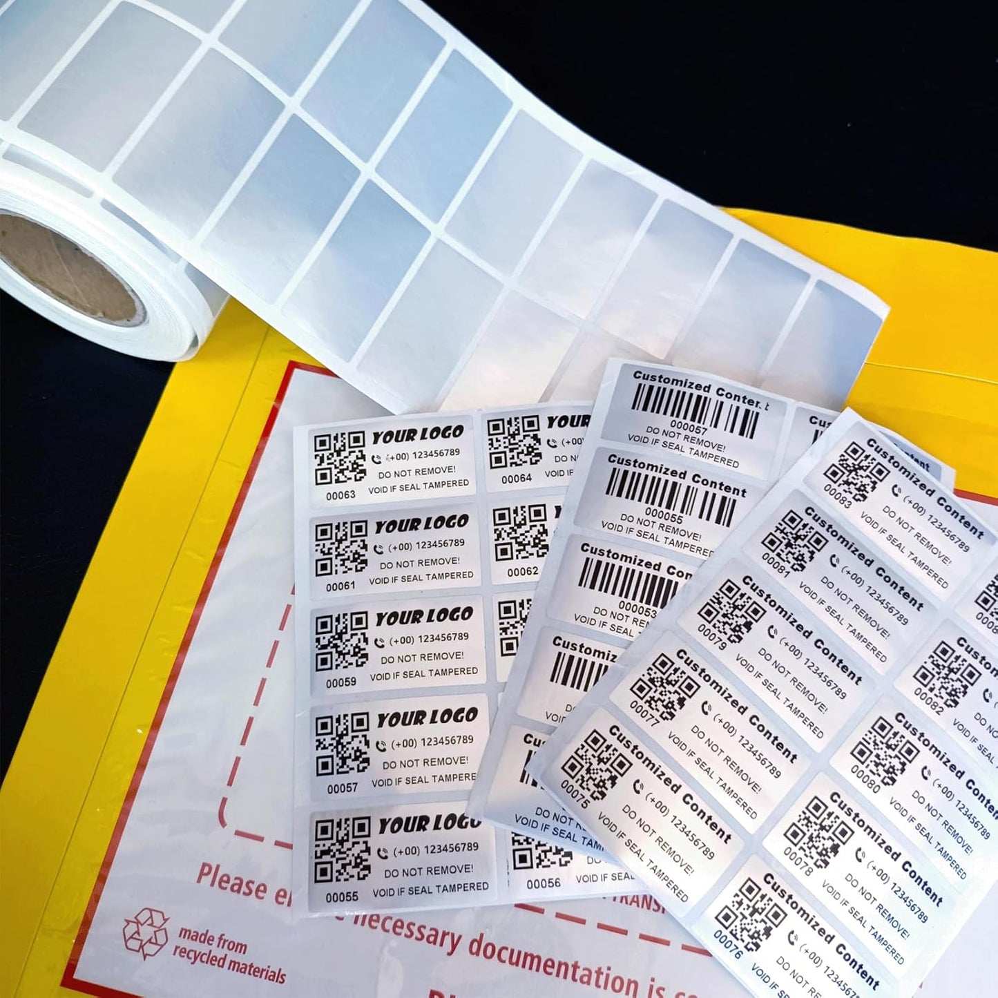 Customized High Security Label Stickers Custom Tamper Proof Stickers Tamper Evident Warranty Void Seal/Labels (Matte Silver,1.6x0.8inch)