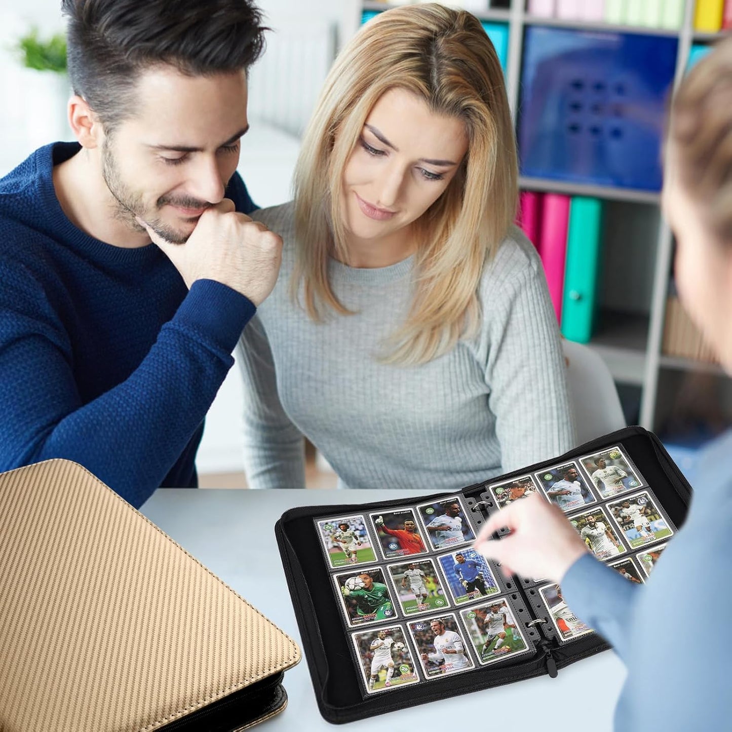 9 Pocket Card Binder, Premium Zip Trading Card Binder, 720 Double Sided Pocket PU Card Collection Binder, Collector Card Album, Card Folder for MTG, TCG, Sports Cards, Game Cards (Gold)