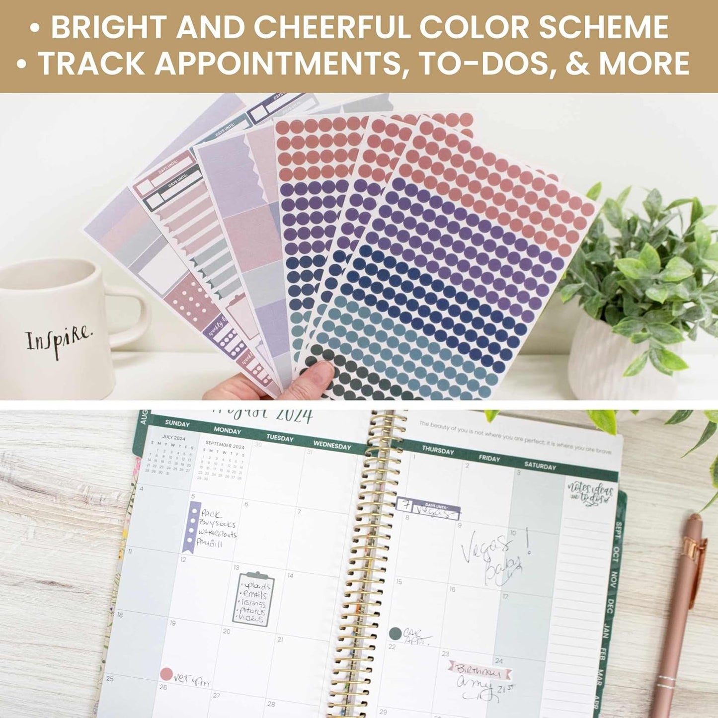 bloom daily planners Color Coding Planner Stickers - 1/4" Minimalist Dot Labels - Six Sheets, 1000+ Stickers Per Pack! - Jewel Tones